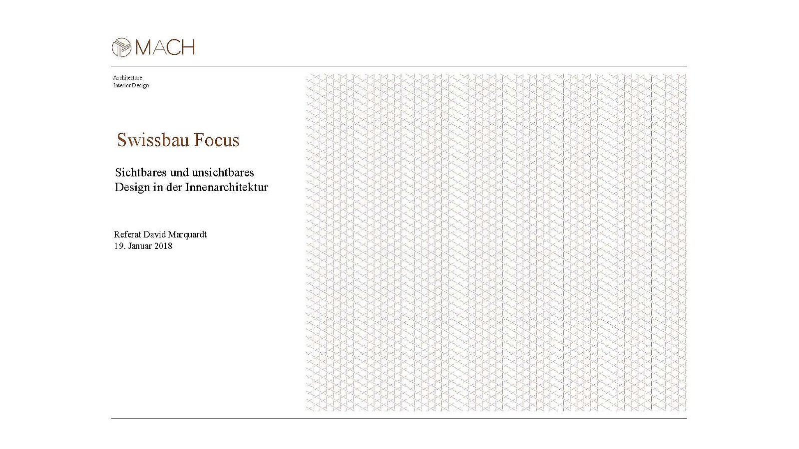 VSI.ASAI - Swissbau Basel - Innenarchitektur und das Kulturerbe 2018 